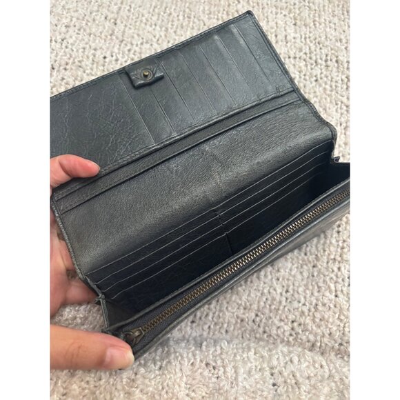 Balenciaga Black Leather Continental Wallet With Zippered Pocket & Snap Closure - Picture 4 of 13